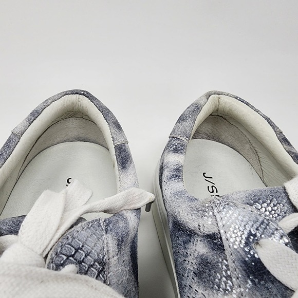 J/Slides Sneaker Women 9.5M Lucki Silver Metallic Snake Leather Comfort Studded - Picture 13 of 14